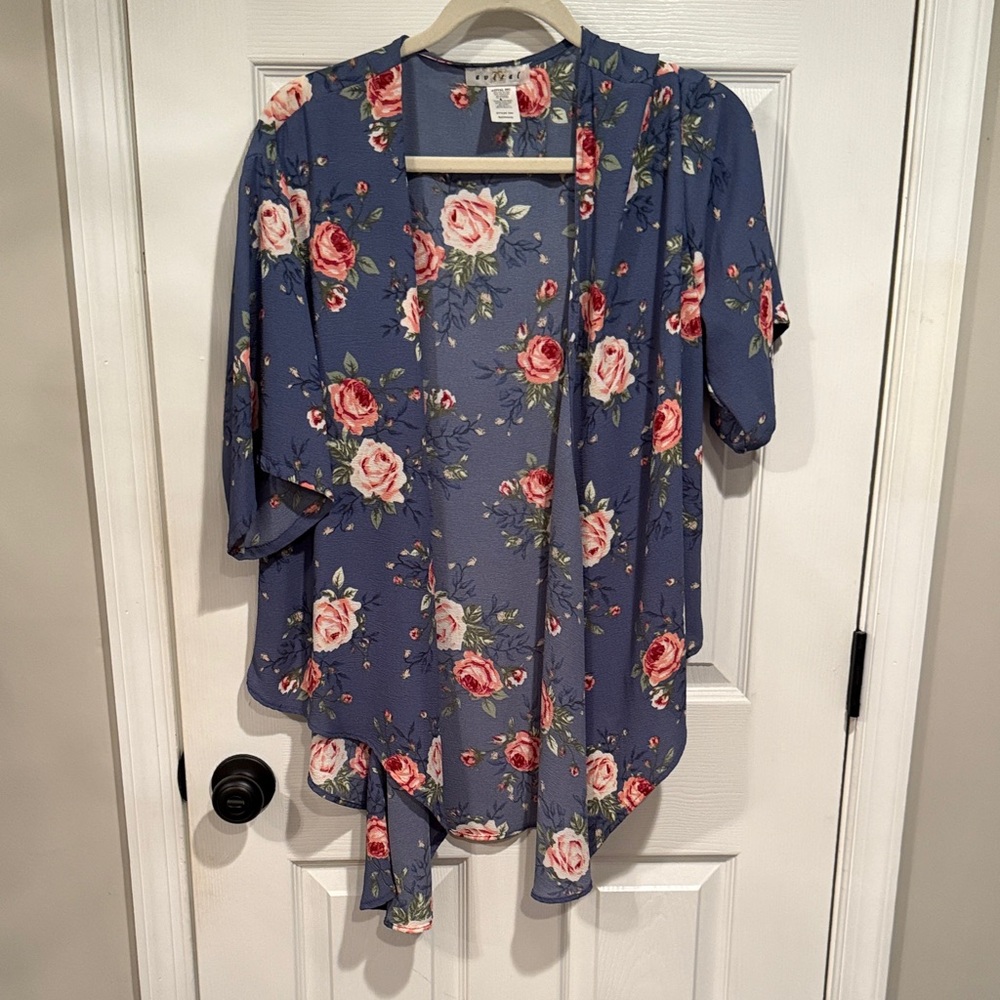 Avital Blue Floral Kimono Blouse